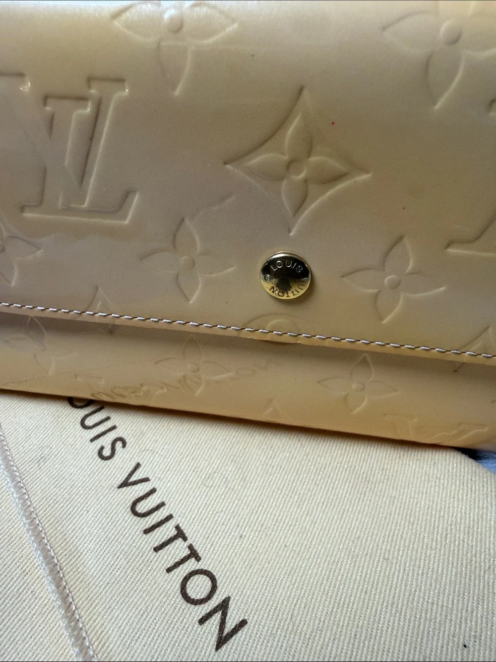 Louis Vuitton Patent Vernis Light Yellow Long Flap Wallet